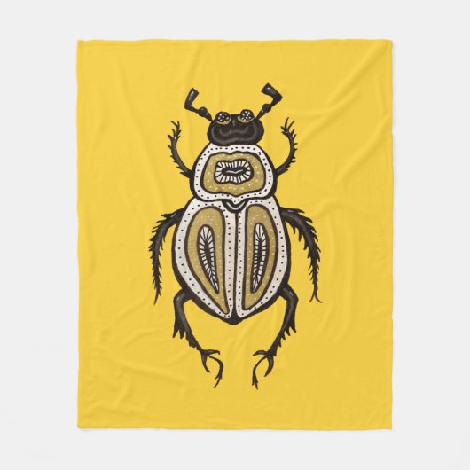 Käfer-Gelbe Insektenkunst Fleecedecke (Vorderseite)