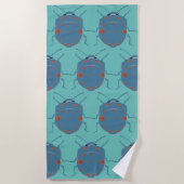 Käfer Muster, Blaue Insekten Strandtuch (Vorderseite)