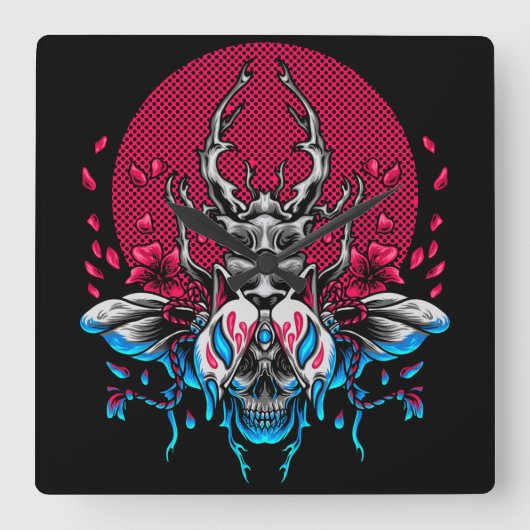 Käfer Quadratische Wanduhr (Vorderseite)