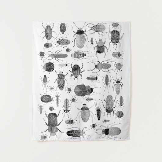 Käfer schwarz und weiß wandteppich (Vorderseite)