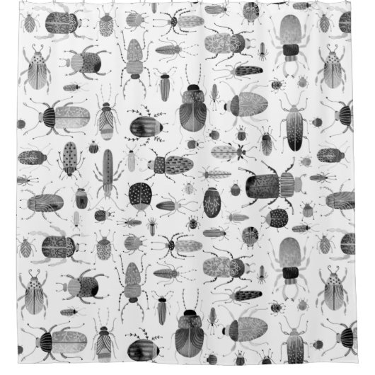 Käfer Schwarz & Weiß Duschvorhang (Vorderseite)