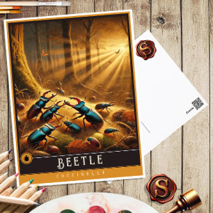 Käfer Süße Familie Vintage-Tierpostkarte Postkarte