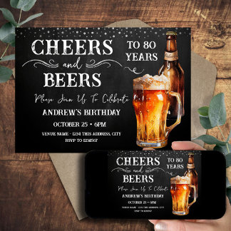 Käfer und Bier 80. Geburtstag Rustikale Einladung