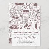 Käfer und Bier bis 50 Jahre Einladungen Vintag (Vorne/Hinten)