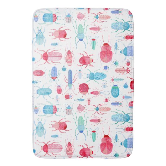 Käfer und Bugs Spaß Wasserfarbe Badematte (Vorderseite Vertikal)