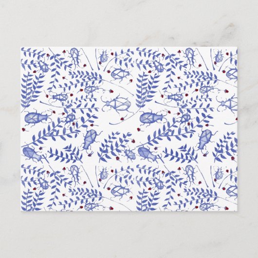 Käfer und Erdbeeren Postkarte (Vorderseite)