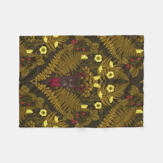 Käfer und Farne Fleecedecke (Vorderseite (Horizontal))