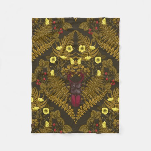 Käfer und Farne Fleecedecke (Vorderseite)