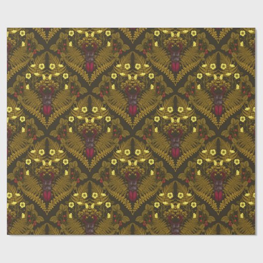 Käfer und Farne Geschenkpapier (Flach)