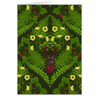 Käfer und Farne, grüne Blätter