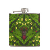 Käfer und Farne, grüne Blätter Flachmann (Vorderseite)