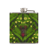 Käfer und Farne, grüne Blätter Flachmann (Rückseite)