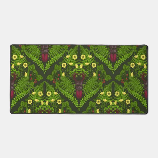 Käfer und Farne, grüne Blätter Schreibtischunterlage (Vorderseite)