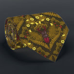 Käfer und Farne Krawatte<br><div class="desc">Handbemalte Waldflora und Fauna - Butterkuppen,  Farne,  wilde Erdbeeren,  Pilze und Hirschkäfer</div>