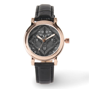 Käfer und Farne, schwarz-weiß Armbanduhr
