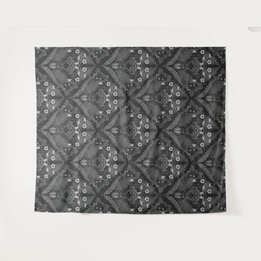 Käfer und Farne, schwarz-weiß Wandteppich (Vorderseite (Horizontal))