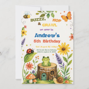 Käfer und Frosch Aquarell-Garten Junge Geburtstag Einladung