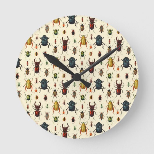Käfersorten Runde Wanduhr (Vorderseite)