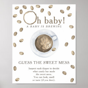 Kaffe-Baby-Shower Errate das süße Chaos Poster