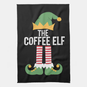 Kaffe-Elfen-Familien-Matching-Gruppe Weihnachten Geschirrtuch