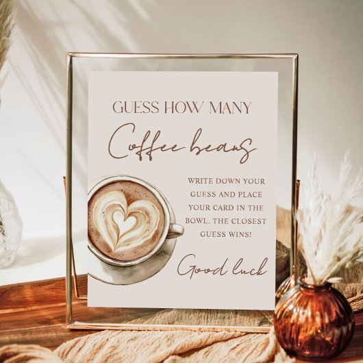 Kaffe Hochzeitsdusche Errate wie viele Schild