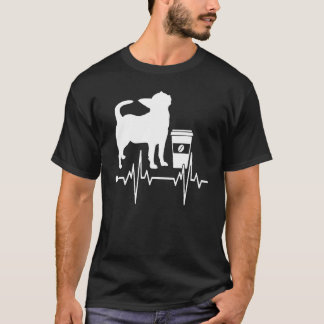 Kaffe Hund Herzschlag Katze Tier  Kaffee Süchtig O T-Shirt