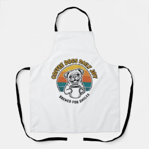 Kaffe-Hund-Shirt Vintage graviertes Puppen-Mug-Des Schürze