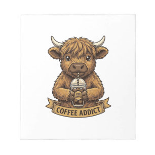 Kaffe Junkie Highland Kuh Vintage Gravur Shirt Notizblock