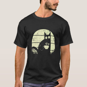 Kaffe Katze Niedlich Retro Kaffee Katze Sonnenunte T-Shirt