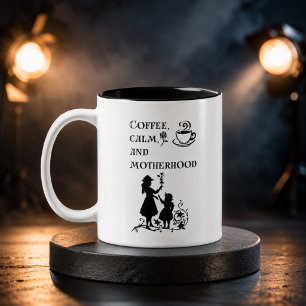 Kaffe Ruhe Mutterschaft Silhouette Kunst Zweifarbige Tasse