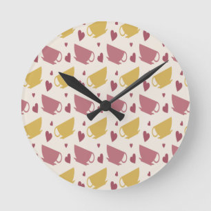 Kaffe- und Teetasse-Thema Runde Wanduhr