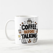 Kaffe vor lustigem Bürogespräch Kaffeetasse (Links)