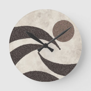 Kaffebohnen- Bohnen Glück Sonnenaufgang- Kissen Runde Wanduhr