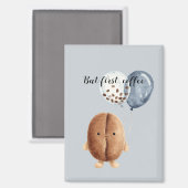 Kaffebohnen Cupcake Faux Blau Denim Magnet (Vorderseite/Rückseite)