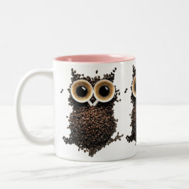 Kaffebohnen-Eulen-Kunst Zweifarbige Tasse