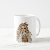 Kaffebohnen Herz Creme Blond Weiblich Kaffeetasse (VorderseiteRechts)