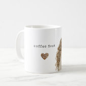 Kaffebohnen Herz Creme Blond Weiblich Kaffeetasse (Vorderseite Links)