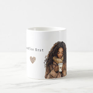 Kaffebohnen Herz Creme Braun Weiblich Kaffeetasse