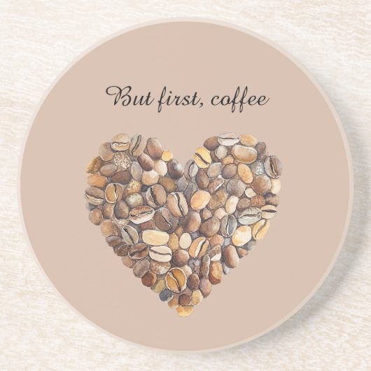 Kaffebohnen Herz  Getränkeuntersetzer (Vorne)