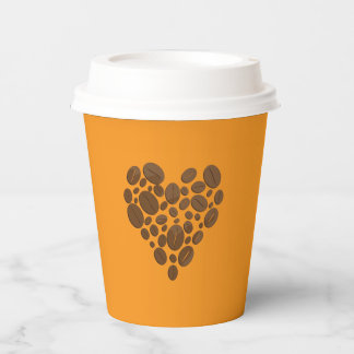 Kaffebohnen Herz Papiertasse Pappbecher