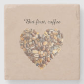 Kaffebohnen Herz  Steinuntersetzer (Vorderseite)