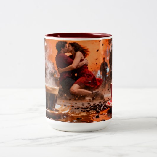 Kaffee 7 Liebe Zweifarbige Tasse (Mittel)