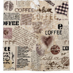 Kaffee. Abstraktes Kaffeemuster auf braunem Hinter Duschvorhang