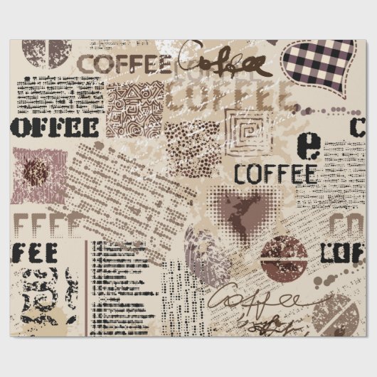 Kaffee. Abstraktes Kaffeemuster auf braunem Hinter Geschenkpapier (Flach)