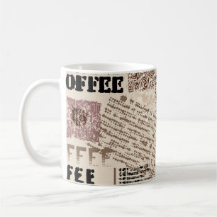 Kaffee. Abstraktes Kaffeemuster auf braunem Hinter Kaffeetasse