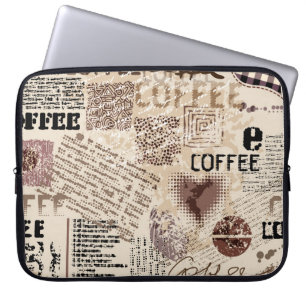 Kaffee. Abstraktes Kaffeemuster auf braunem Hinter Laptopschutzhülle