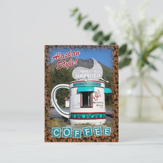 Kaffee. . . Alaskan Style! Postkarte (Stehend Vorderseite)