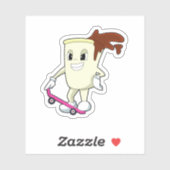 Kaffee als Skater mit Skateboard Aufkleber (Blatt)