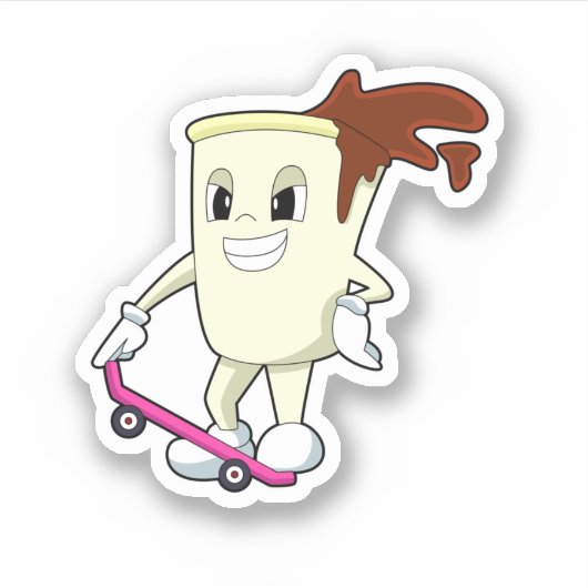 Kaffee als Skater mit Skateboard Aufkleber (Vorderseite)