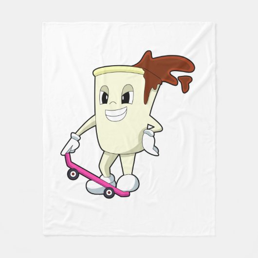 Kaffee als Skater mit Skateboard Fleecedecke (Vorderseite)